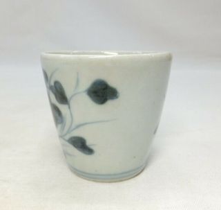 E137: Japanese really old KO - IMARI blue - and - white porcelain cup SOBA - CHOKO 3
