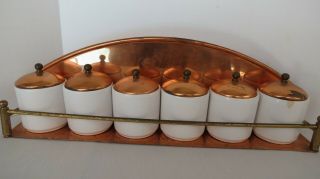 Rare Vtg Benjamin And Medwin Copper & Porcelain Spice Rack Made In Portugal B