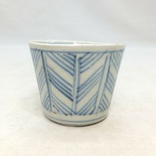 E011: Japanese Really Old Ko - Imari Blue - And - White Porcelain Cup Soba - Choko 1