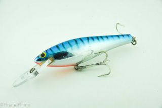 Vintage Bagley DB06 Minnow Antique Fishing Lure in Blue on Silver Flash ET25 2