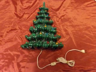 Rare,  Flat (wall Mount) Vintage 16 " Atlantic Mold Green Ceramic Christmas Tree