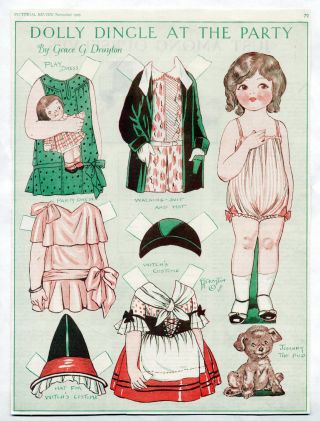 Vintage Dolly Dingle At The Party Paper Dolls 1929 Uncut Halloween/witch Costume