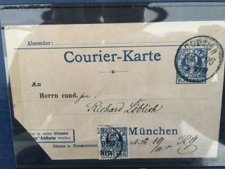 Germany Reich Rare Courier Karte To Munich