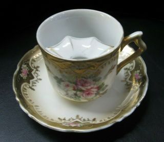 Vintage Right Hand Mustache Tea Cup W/matching Saucer