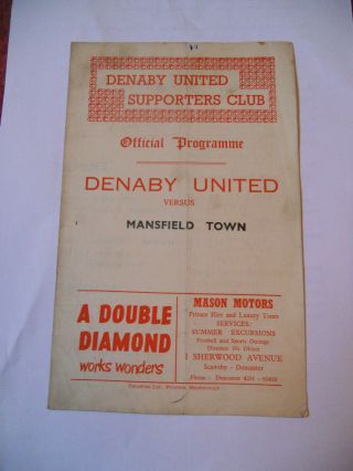 Football Programme Rare Two - Sheet Denaby (colliery) United Mansfield Town 1950?