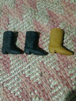 Vintage Barbie Ken Cowboy Boots Squishy Brown & Black