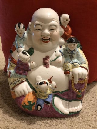 Antique Chinese 19th C Hand Painted Porcelain Buddha