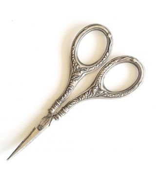 Antique Ornate Sterling Silver Sewing Scissors