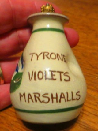 Rare Torquay Pottery Marshalls Tyrone Violets Irish Perfume Bottle Crown Stopper