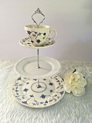 Three Tier Porcelain Cake Stand - Antique China - Tea Party