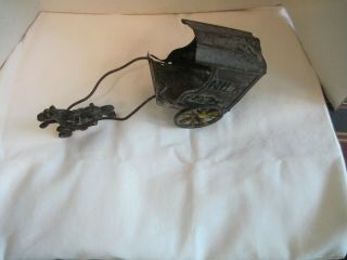 Antique Cast Iron And Tin Horse And Wagon Milk Truck