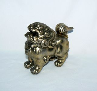 Vintage 4 " Foo Dog Incense Burner Asian Fu Dog Brass Holder
