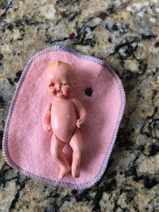 Vintage Made In Japan Baby Doll 4 Inches Long Bisque