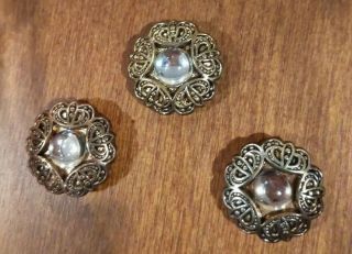 Vintage Button Covers Intricate Antique Gold Tone Design With Moonstone