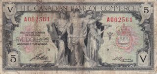5 Dollars Vg - Fine Banknote From Canadian Bank Of Commerce 1935 Pick - S971 Rare