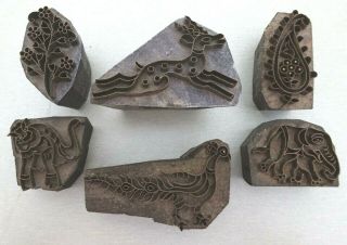 Antique Asian Matrial Textile Metal,  Wood Printing Blocks,  Animal Stamps,  Textile