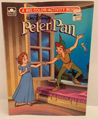 Vintage 1989 Golden Walt Disney Peter Pan Big Activity Colouring Book Rare