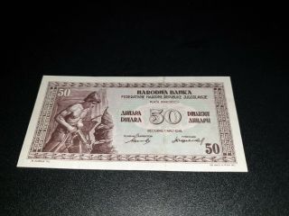 No Serial Number - Yugoslavia 50 Dinara 1946.  Xf,  - Rare