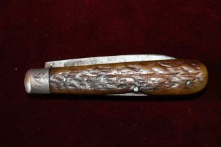 Rare Antique Garland Cutlery Co.  2 Blade Pocket Knife W/jigged Bone Scales