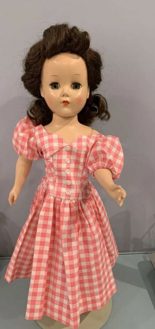 Vintage 17 " Nanette Strung Hard Plastic Walker Doll