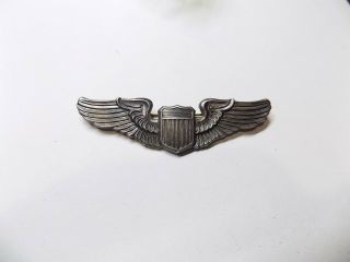 Rare Wwii 3 " Pilot Wing Sterling Silver Ns Meyer Inc Ny Badge Pin Back