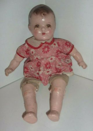 Antique Ideal 20 Usa Composition Baby Doll Crier? Cloth Body Sleep Eyes