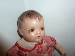 Antique IDEAL 20 USA Composition Baby Doll Crier? Cloth Body Sleep Eyes 2