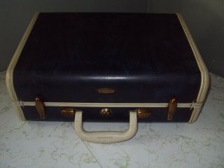 Vintage Rare Small 15 " Samsonite Shwayder Marbled Blue Suitcase Train Case