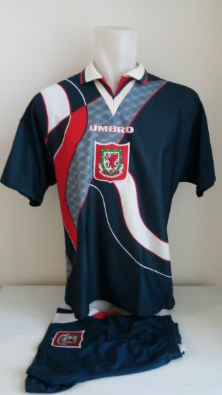 Jersey Shirt,  Shorts Umbro Wales 95 - 96 Away M Rare N0 Match Worn Barry Town