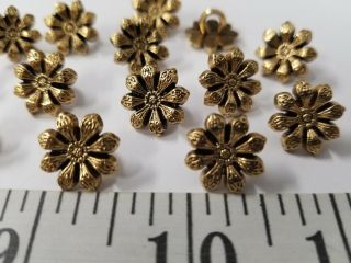 Vintage Buttons Set Of 12 Brass Gold Duz26