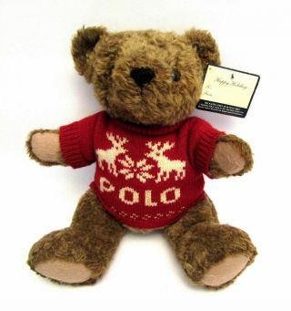 Vintage Ralph Lauren Polo Teddy Bear Plush Holiday 1998