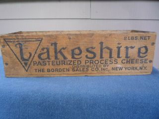 Vintage Lakeshire American 2 Lb Wood Cheese Box Borden Co.  Ny