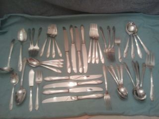 Vintage Silverplate Queen Bess Ii Oneida Community 47 Pc Service For 8 Ca.  1946