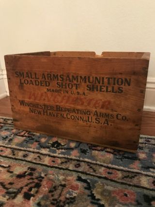 Antique Winchester Small Arms Ammunition Wooden Wood Ammo Crate Box