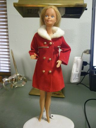 Vintage Barbie Doll Clone Clothes Red Velvet Coat With White Collar