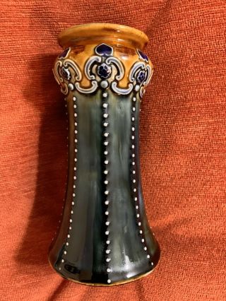 Rare Antique Royal Doulton Art Nouveau Jewelled Vase C1900