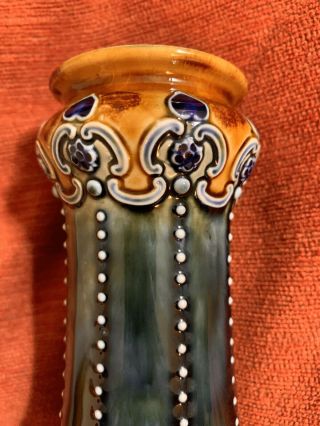 Rare Antique Royal Doulton Art Nouveau Jewelled Vase c1900 3