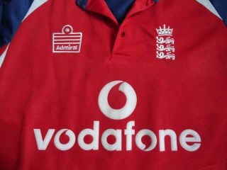 England One Day Cricket Shirt Size Large - Admiral Vodafone Rare Vintage