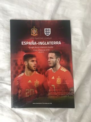 Rare - 2018 Spain V England Nations League Programme,  Seville
