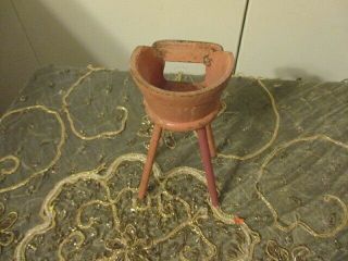 Vintage ANTIQUE WOOD Doll House Furniture PINK High Chair Baby Nursery MINIATURE 3