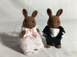 Calico Critters/sylvanian Families Vintage Wildwood Wedding Bunny Bride & Groom