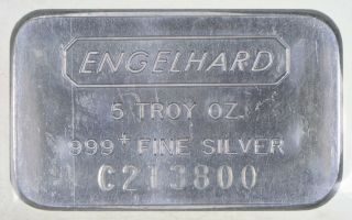 Rare Silver 5 Troy Oz.  Engelhard Bar.  999 Fine Silver 715