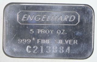 Rare Silver 5 Troy Oz.  Engelhard Bar.  999 Fine Silver 723