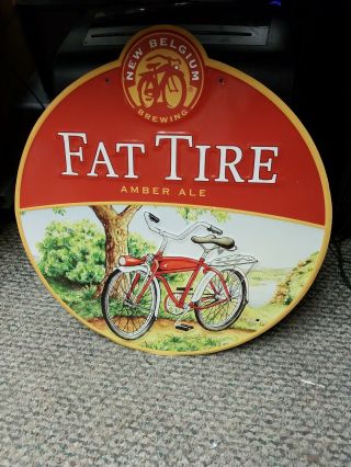 Rare Variant Fat Tire Amber Ale Tin Sign Belgium Brewing 18.  75 " X 20 White