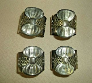 Set Of 4 Antique/vintage Metal Napkin Ring Holders With Bows