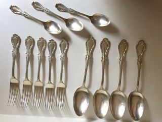 Antique 1835 R Wallace Set Of 11 Flatware Silver Plate Forks Tablespoon Teaspoon