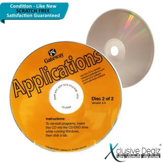 Rare Gateway Applications Disc 2 Reinstall 2001 Cd - Scratch Disc Xd19