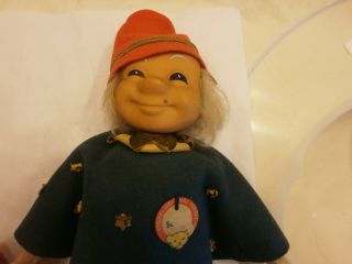 Steiff vintage Doll felt 11 in ear,  chest tag Sandy sandman 8729,  70 60s 2