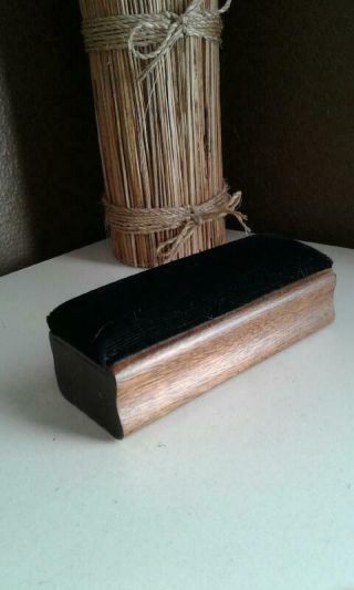 Vintage Lint Brush Black Velour Wood Handle
