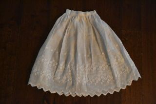 Antique Embroidered Cotton Batiste Petticoat Fr 22 - 24 " French German Bisque Doll